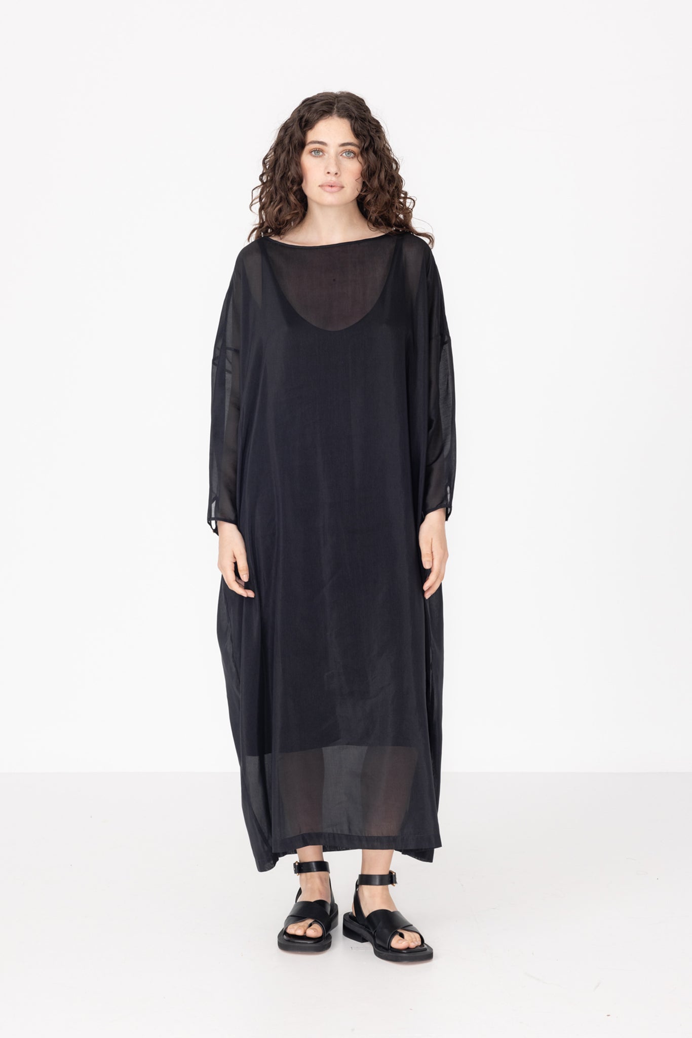Line Dress | Silk Cotton | Black