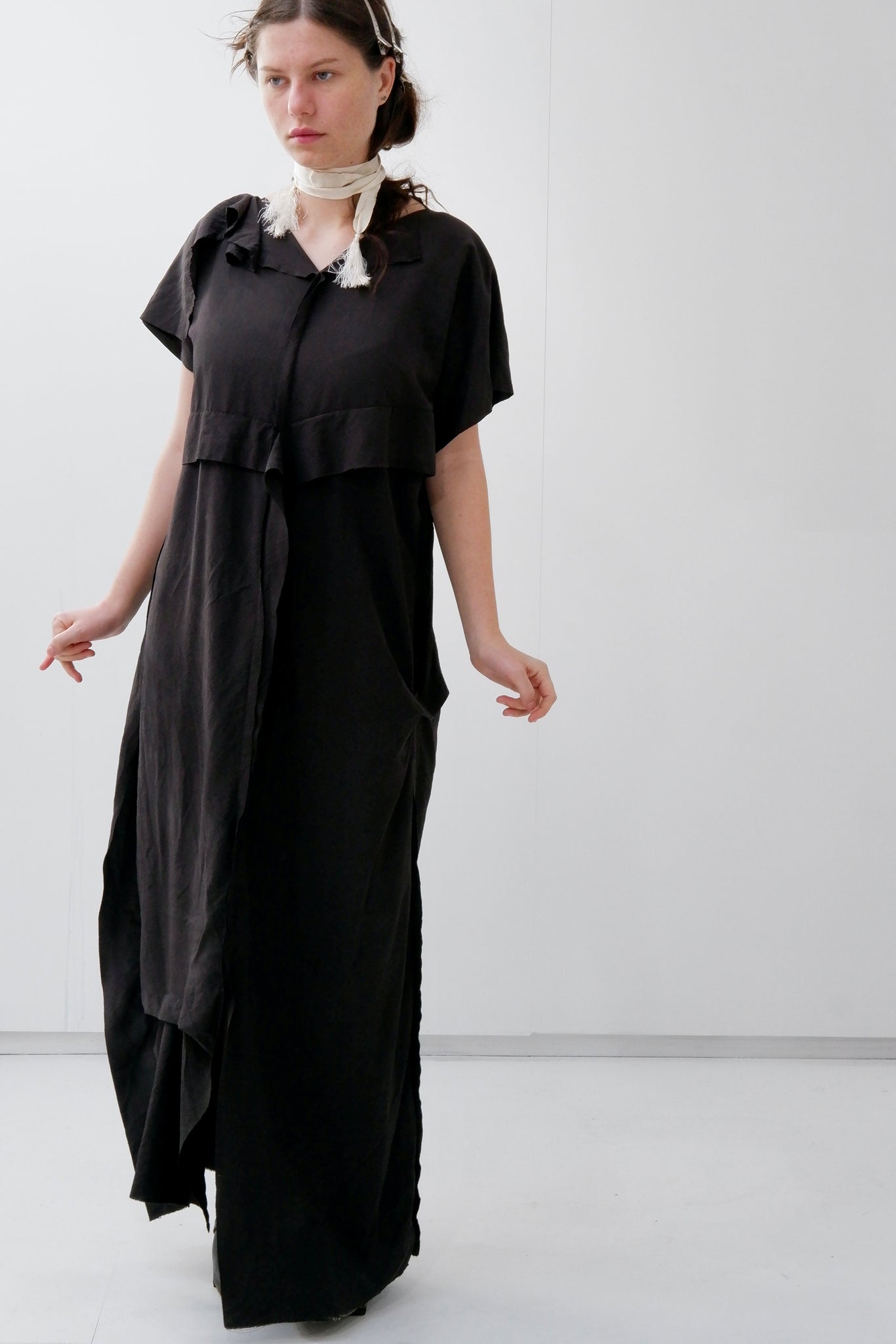 #674 Asymmetrical dress | Kimono Silk | Brown