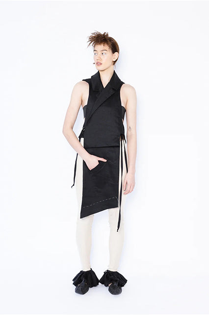 The Vest | Linen + Silk | Black