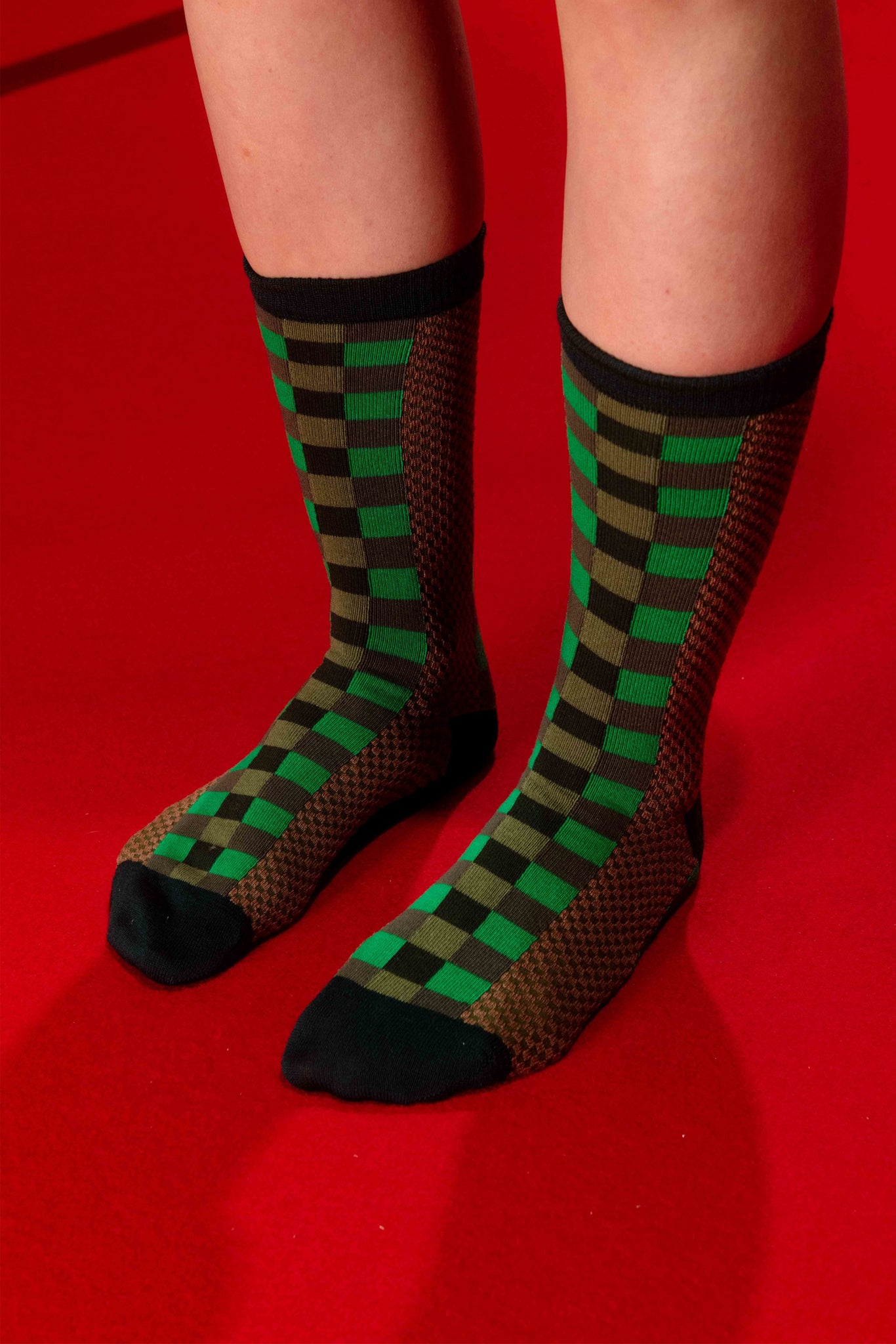 Block wool socks | Femme | Golden Green