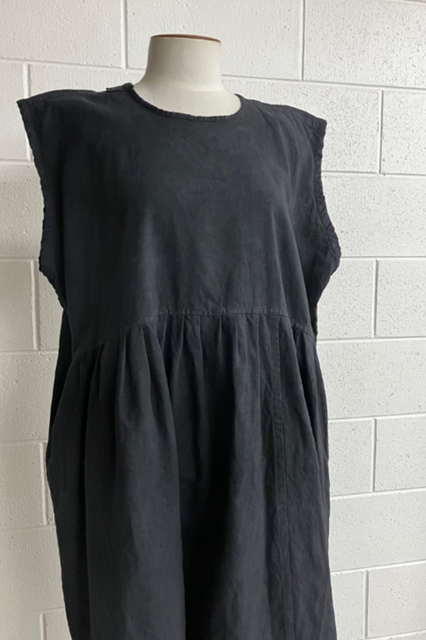 #235 Prairie Smock Dress | Antique French Linen | Washed black