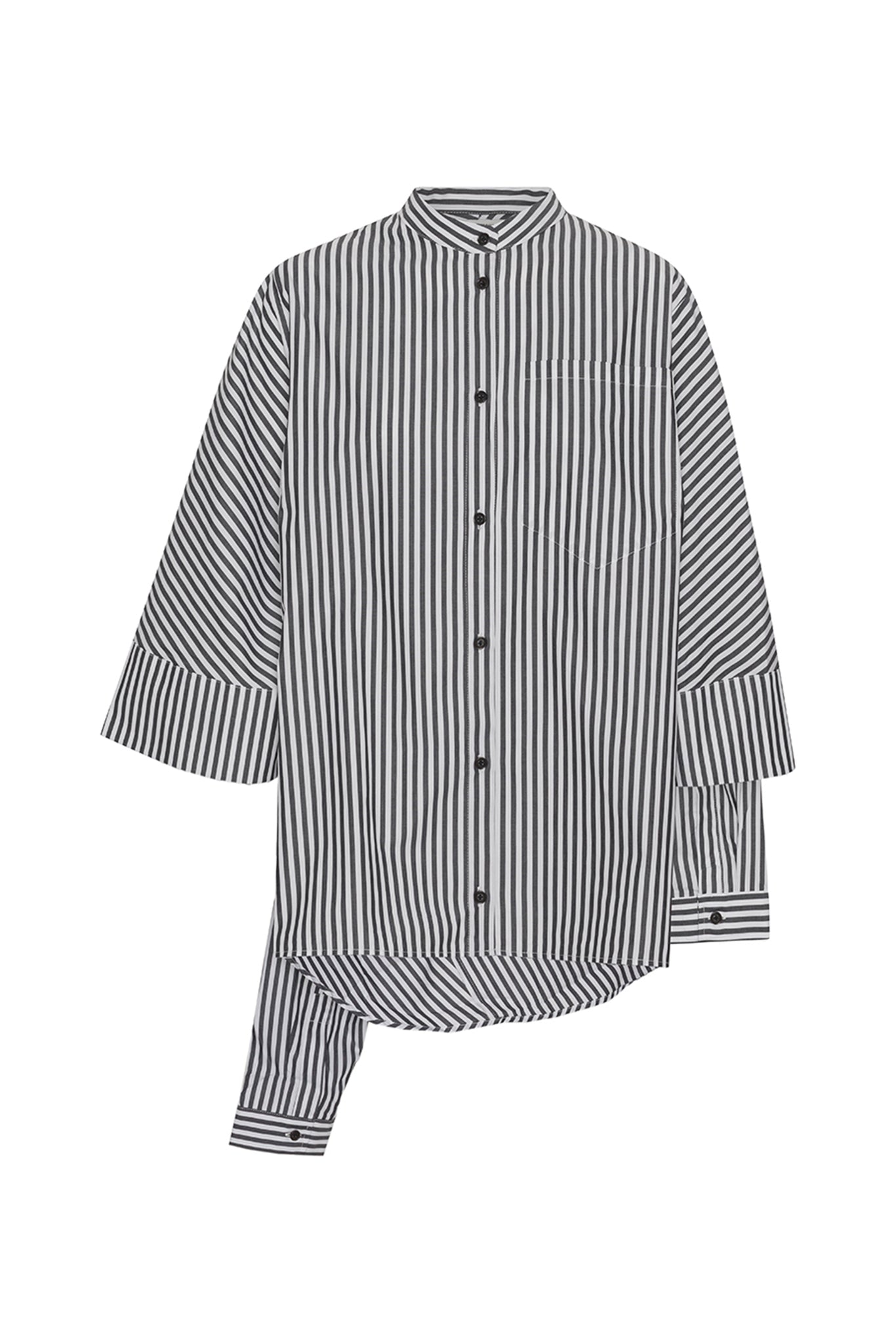 Double Shirt | Cotton | Black/White Stripes