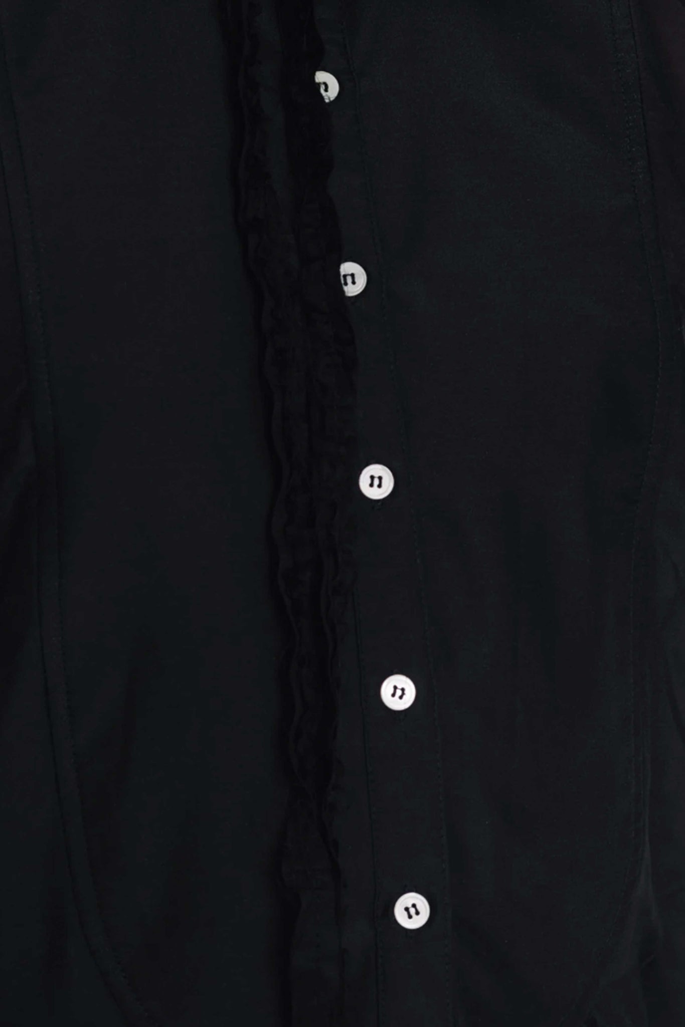Sleeveless Bibbed Shirt Dress | Cotton Silk | Black