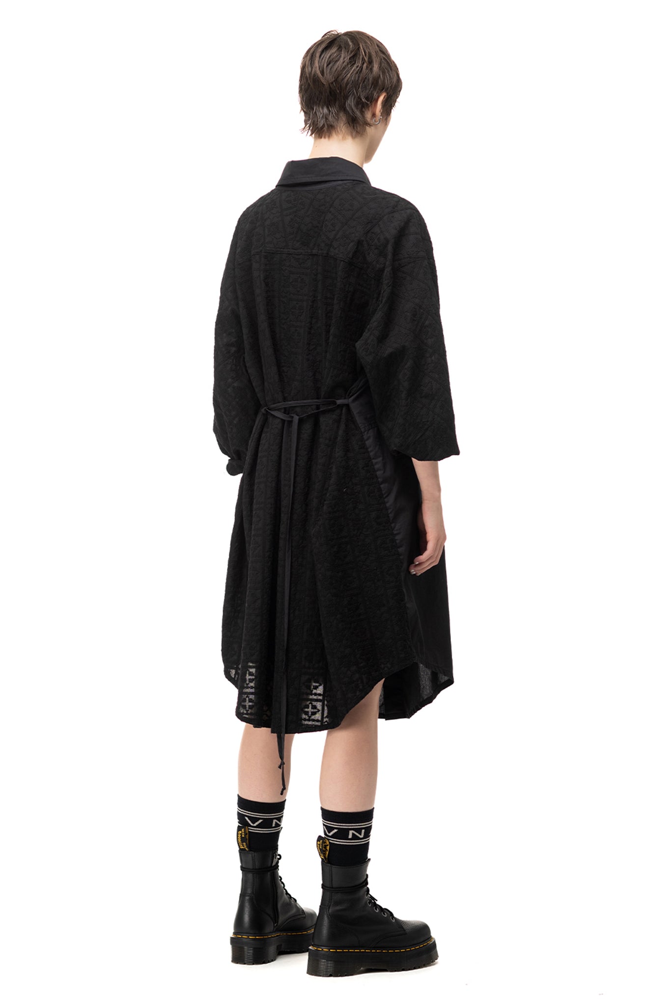 Composite Shirt Dress | Cotton | Black