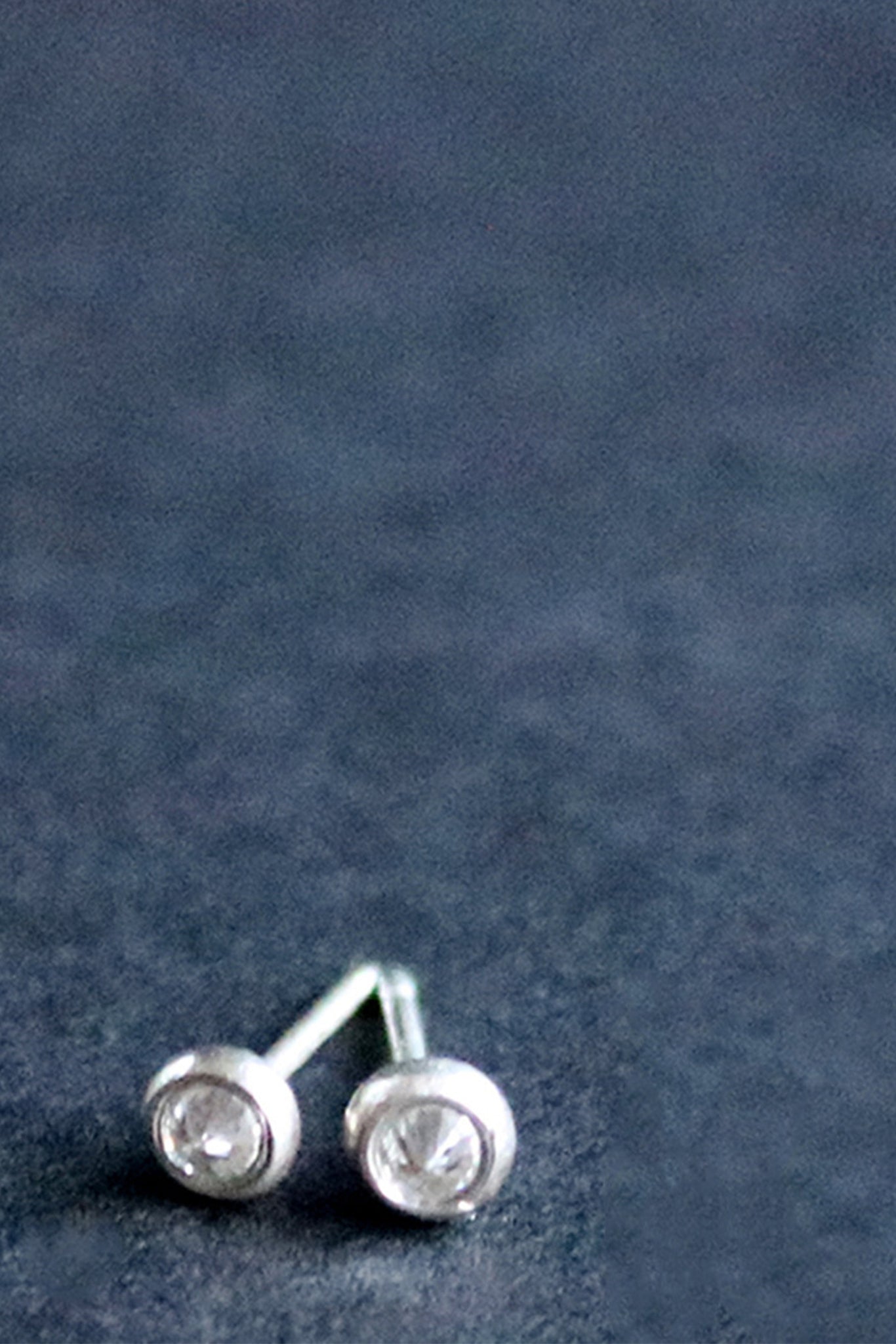 Inverted white Diamond Studs | Polished Silver