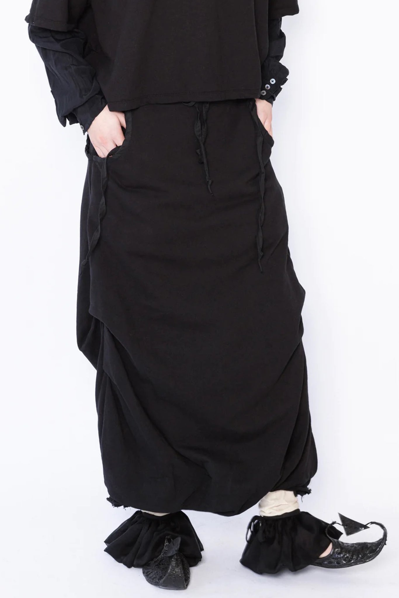 Big Pleat Skirt | Linen | Black
