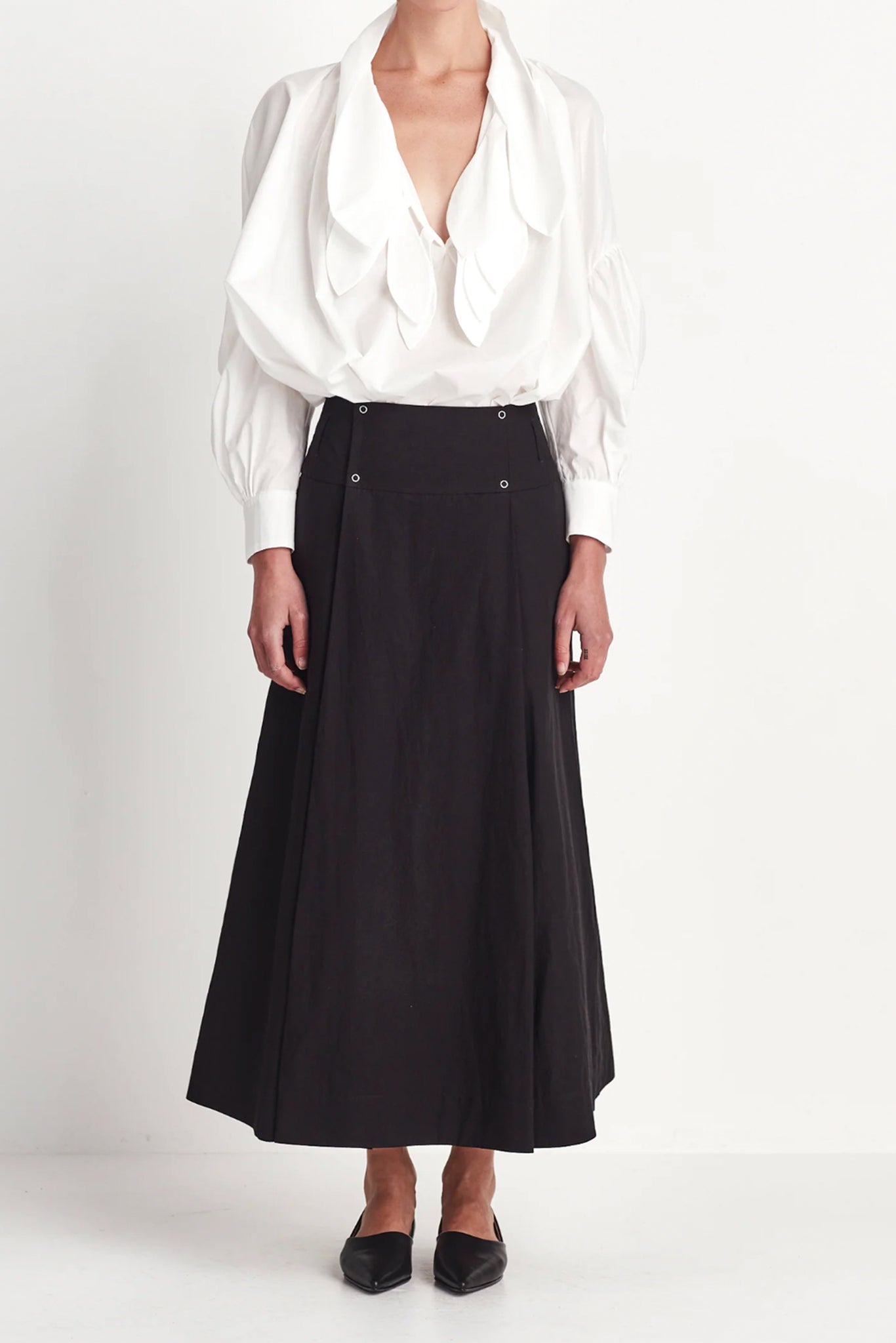 The Pleat Wrap Skirt | Japanese Cotton | Black