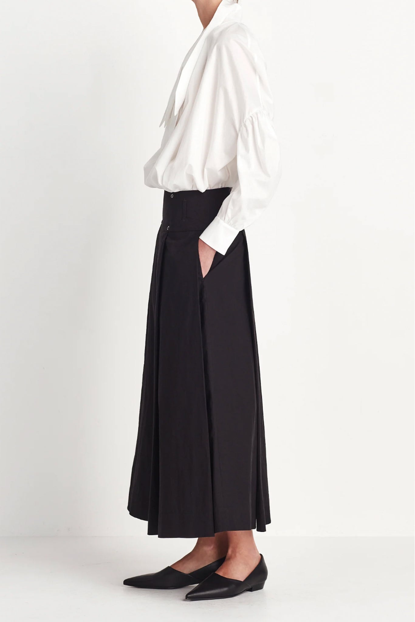 The Pleat Wrap Skirt | Japanese Cotton | Black